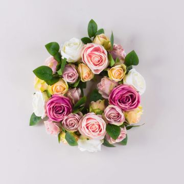 Couronne de roses artificielles WOPUNY, multicolore, Ø 40 cm Couronne de roses artificielles WOPUNY, multicolore, Ø 40 cm