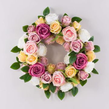 Couronne de roses artificielles WOPUNY, multicolore, Ø 55 cm Couronne de roses artificielles WOPUNY, multicolore, Ø 55 cm