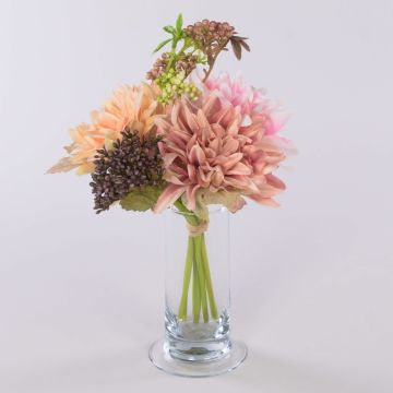 Bouquet de fleurs artificielles « Dahlia SAHNY » avec viorne, rose-abricot, 27 cm Bouquet de fleurs artificielles « Dahlia SAHNY » avec viorne, rose-abricot, 27 cm