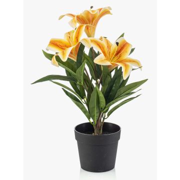 Lys artificiel YELTOR dans un pot décoratif, jaune-orange, 35 cm, Ø 13 cm