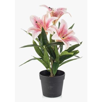 Lys artificiel YELTOR dans un pot décoratif, rose-fuchsia, 35 cm, Ø 13 cm