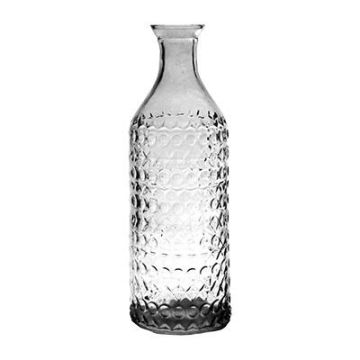 Bouteille TIMOTEO en verre, motif structure, transparent, 30cm, Ø10cm