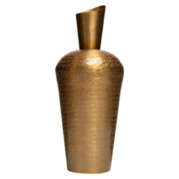 Vase bouteille en métal VICTORINO, structure, or, 41cm, Ø16,5cm