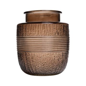 Vase en verre décoratif MARISELA avec bordure décorative, brun-transparent, 18cm, Ø15,5cm