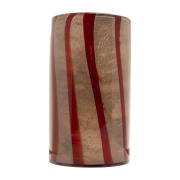 Vase à fleurs cylindrique en verre ELISEO, motif lignes, brun-orange-transparent, 25cm, Ø14cm Vase à fleurs cylindrique en verre ELISEO, motif lignes, brun-orange-transparent, 25cm, Ø14cm