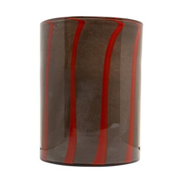 Vase à fleurs cylindrique en verre ELISEO, motif lignes, brun-orange-transparent, 25cm, Ø19cm Vase à fleurs cylindrique en verre ELISEO, motif lignes, brun-orange-transparent, 25cm, Ø19cm