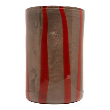 Vase à fleurs cylindrique en verre ELISEO, motif lignes, brun-orange-transparent, 30cm, Ø19cm Vase à fleurs cylindrique en verre ELISEO, motif lignes, brun-orange-transparent, 30cm, Ø19cm