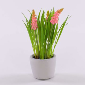 Fleur artificielle Muscari NARMADA en pot en ciment, rose, 20cm