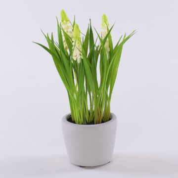 Fleur artificielle Muscari NARMADA en pot en ciment, blanc, 20cm