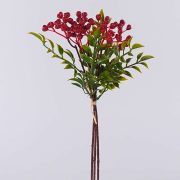 Branche de sorbier des oiseaux en plastique ELNATAN en botte, fruits, rouge, 30cm Branche de sorbier des oiseaux en plastique ELNATAN en botte, fruits, rouge, 30cm