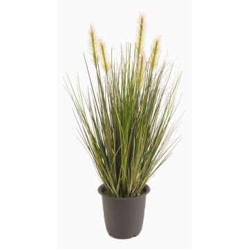 Faux Vulpin CHAYENNE avec panicules, pot décoratif, vert-brun, 45cm