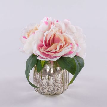 Bouquet de pivoines artificiel VEIKO dans un vase en verre, rose-crème, 15cm Bouquet de pivoines artificiel VEIKO dans un vase en verre, rose-crème, 15cm