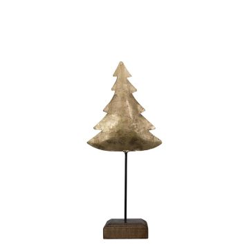 Sapin déco DORANA en métal, socle en bois, doré, 10x8x28cm