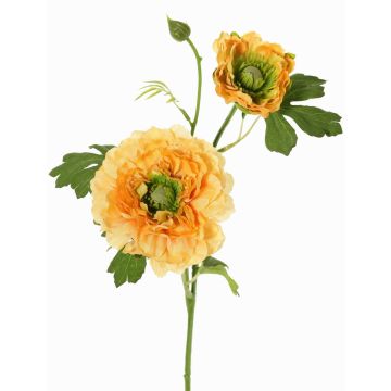 Branche artificielle de renoncule SAGARA, abricot-vert, 45 cm, Ø 5-9 cm