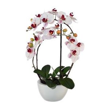 Orchidée Phalaenopsis en tissu INAKES, pot en céramique, racines, rose-blanc, 50cm