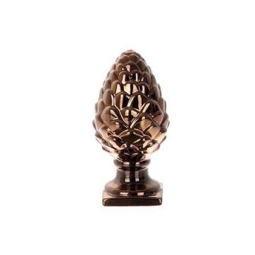 Figurine en forme de pomme de pin au style vintage EUWIN sur socle, cuivre, 11x11x22cm
