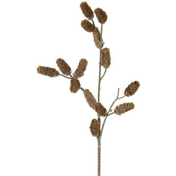 Branche de sapin décorative LONGIH avec pommes de pin, marron-blanc, 75 cm