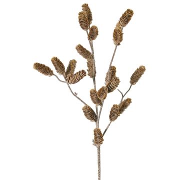 Branche de sapin décorative LONGIH avec pommes de pin, marron et blanc, 95 cm