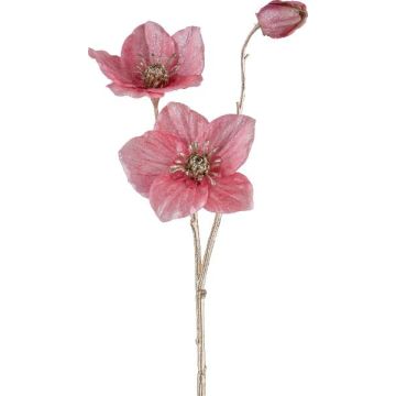Branche artificielle Rose de Noël GRIMFAL, rose fuchsia, 55cm