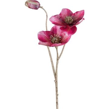 Branche artificielle Rose de Noël GRIMFAL, magenta, 55cm