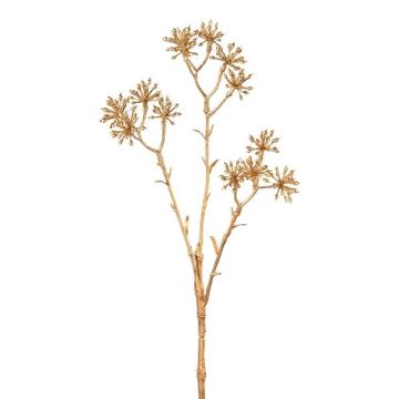 Branche artificielle Aralia du Japon KLORIM avec des fleurs, or, 35cm Branche artificielle Aralia du Japon KLORIM avec des fleurs, or, 35cm