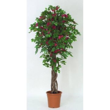 Bougainvillée artificielle INGTRAUD, troncs en bois véritable, fleurs, rose fuchsia, 150cm - Made in Italy