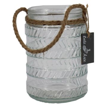 Verre à bougie PRISMY avec corde, motif, transparent, 16,5cm, Ø11cm Verre à bougie PRISMY avec corde, motif, transparent, 16,5cm, Ø11cm