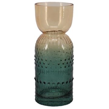 Vase décoratif en verre DESCON avec motif à pois, ambre-bleu-transparent, 25,5cm, Ø10cm Vase décoratif en verre DESCON avec motif à pois, ambre-bleu-transparent, 25,5cm, Ø10cm