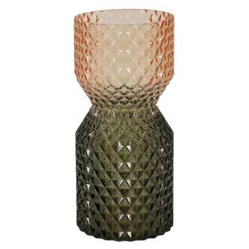 Vase décoratif en verre ANDREI avec des losanges, ambre-brun-transparent, 27cm, Ø12,3cm Vase décoratif en verre ANDREI avec des losanges, ambre-brun-transparent, 27cm, Ø12,3cm