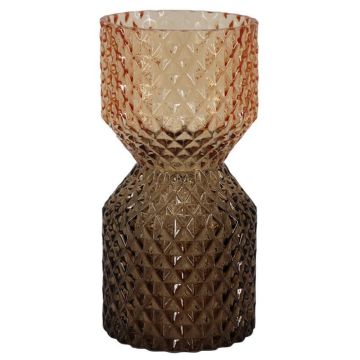 Vase décoratif en verre ANDREI avec des losanges, ambre-brun-transparent, 20cm, Ø9,8cm Vase décoratif en verre ANDREI avec des losanges, ambre-brun-transparent, 20cm, Ø9,8cm