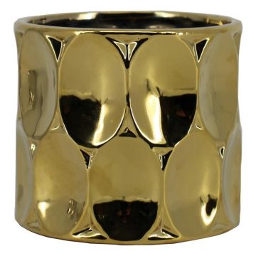 Cache-pot élégant en céramique MANUKO, or brillant, 12,5cm, Ø13,4cm