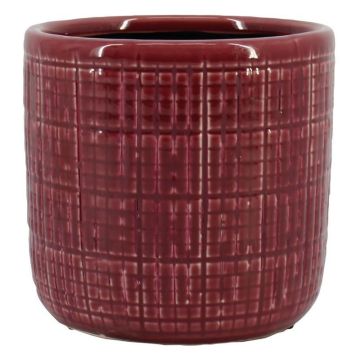 Pot à plantes RESCHADA, céramique, motif à carreaux, rouge, 12,5cm, Ø13,2cm