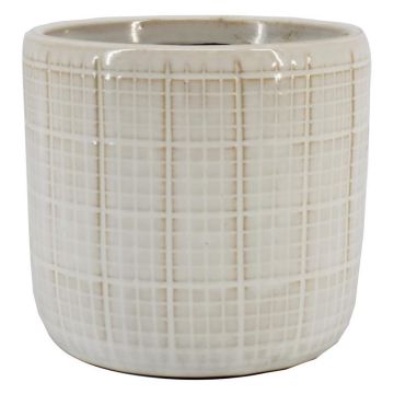 Pot à plantes RESCHADA, céramique, motif à carreaux, blanc, 12,5cm, Ø13,2cm