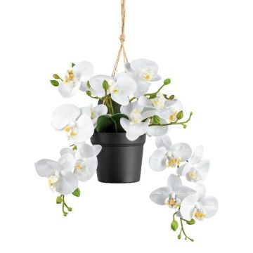 Suspension d'orchidée Phalaenopsis artificielle LARSAY, pot décoratif, blanc, 25cm Suspension d'orchidée Phalaenopsis artificielle LARSAY, pot décoratif, blanc, 25cm