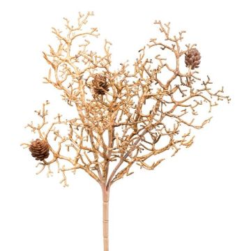 Branche décorative Corail AGAMS avec des pommes de pin, brun, 30cm