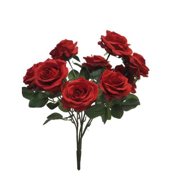 Fleur décorative rosier KAILIN sur piquet, rouge, 40cm