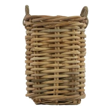 carré rotin Panier BENIGNO avec anse, brun, 30x30x52cm