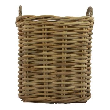 carré rotin Panier BENIGNO avec anse, brun, 44x44x59cm