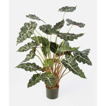 Alocasia Sanderiana artificiel SHIVA, vert-blanc, 110cm