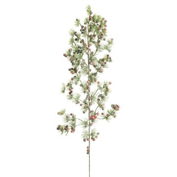 Branche décorative Mélèze JAHELI, enneigée, baies, vert-rouge, 70cm