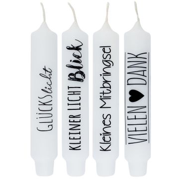 Bougie longue avec dicton KELANI, homme préféré en allemand, 4 bougies, 4 dictons, multicolore, 16,5cm, Ø2,8cm, 6h Bougie longue avec dicton KELANI, homme préféré en allemand, 4 bougies, 4 dictons, multicolore, 16,5cm, Ø2,8cm, 6h