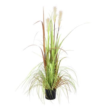 Graminée Stipa artificielle VENA avec panicules, vert-brun, 120cm