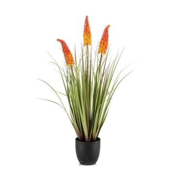 Kniphofia artificiel FLORENS en pot décoratif, rouge-orange, 90cm Kniphofia artificiel FLORENS en pot décoratif, rouge-orange, 90cm
