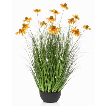 Hélianthème en gazon synthétique SHALLA avec fleurs, coupelle décorative, orange, 90 cm Hélianthème en gazon synthétique SHALLA avec fleurs, coupelle décorative, orange, 90 cm
