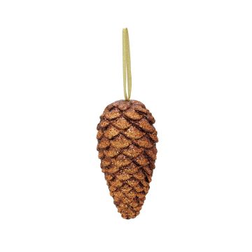 Pommes de pin pailletées VINCENT, à suspendre, cuivre, 23 cm