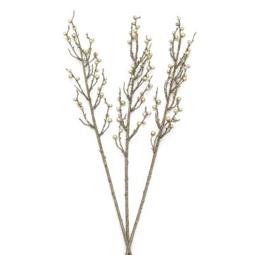 Tige de pyracantha en plastique FENNA, baies, scintillante, or, 85cm