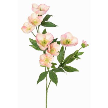Branche de roses de Noël artificielles ANYALA, rose-blanc, 60cm, Ø5-6cm