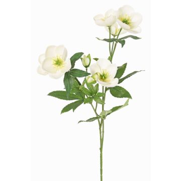 Branche de rose de Noël artificielle ANYALA, crème-blanc, 60cm, Ø5-6cm