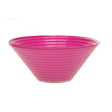 Coupe en verre SELMA avec rainures, fuchsia, 8cm, Ø19cm Coupe en verre SELMA avec rainures, fuchsia, 8cm, Ø19cm