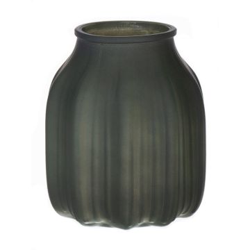 Petit vase de table en verre AMORY, vert olive mat, 16cm, Ø13,8cm
